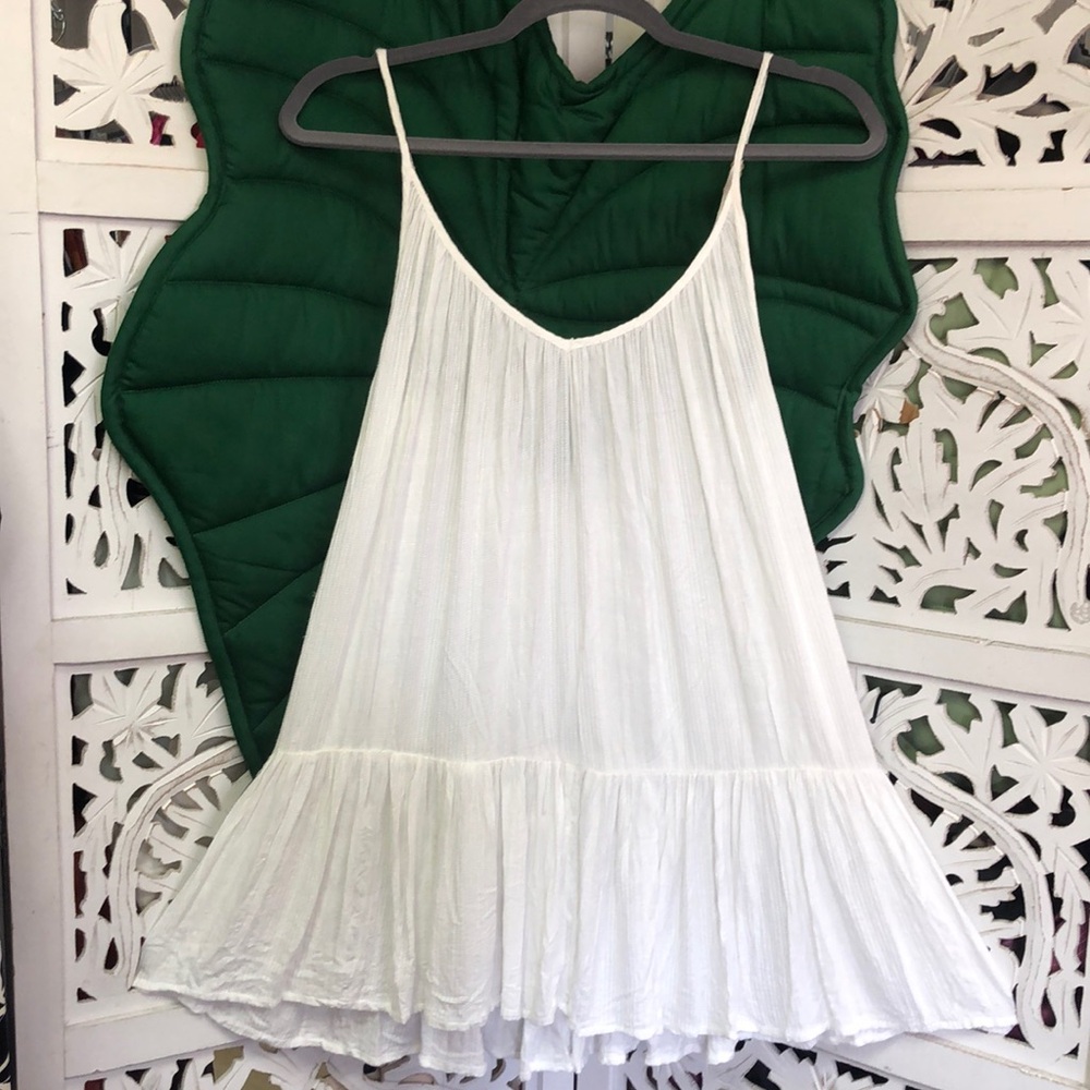 L*space (Lspace) white flowy tiered cami cover up dress. Size S.